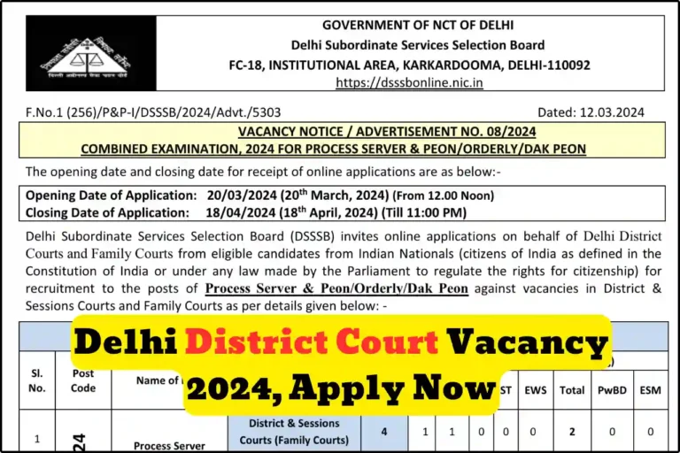 Delhi District Court Vacancy 2024