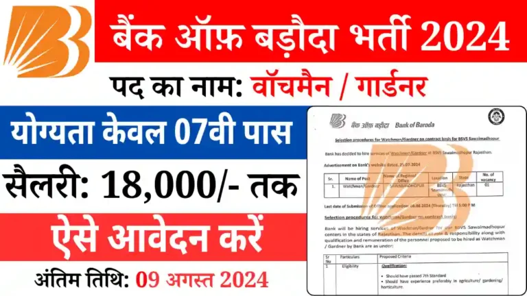 Bank of Baroda Watchman Vacancy