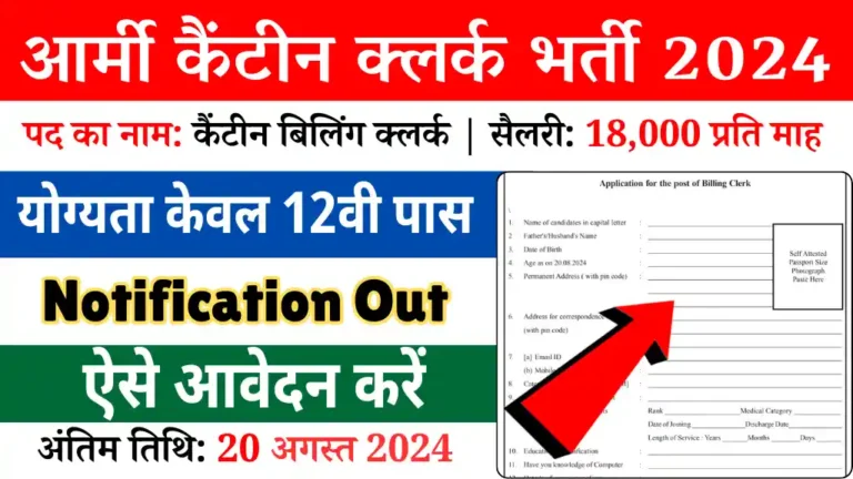 Army Canteen Billing Clerk Vacancy