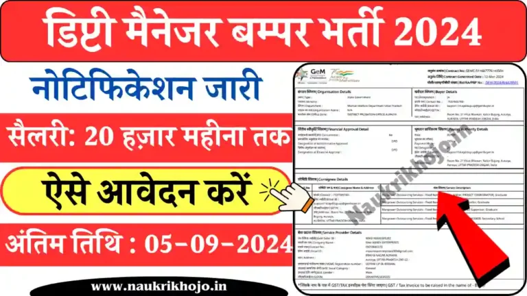 Deputy Manager Vacancy 2024